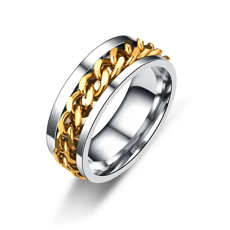 Rotating Chain Stainless Steel Ring