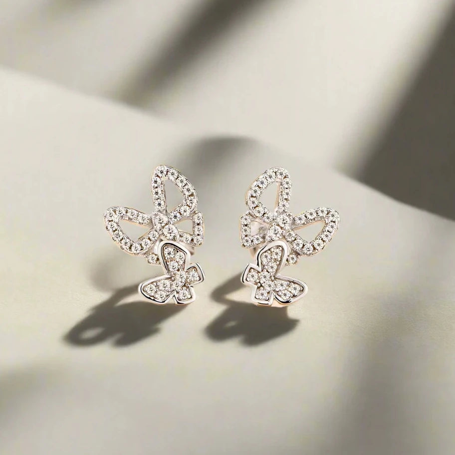 Moissanite Earrings Butterfly 925 Sterling Silver (3 Color Choice)