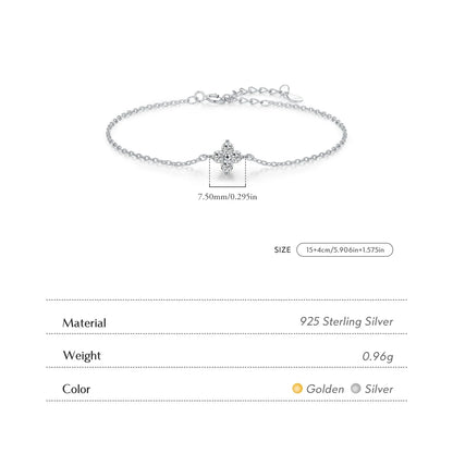 925 Sterling Silver Four Leaf CZ Bracelet