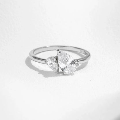 925 Sterling Silver Pear Drop CZ Ring