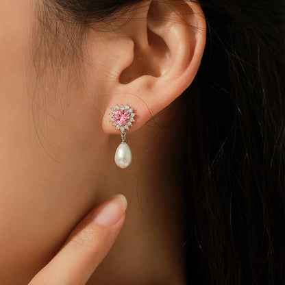 925 Sterling Silver Pink Zirconia Hearts