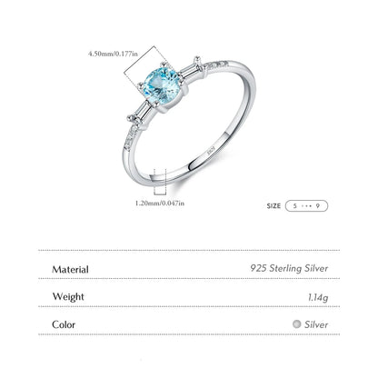 925 Sterling Silver Classic Round Light Blue Cubic Zirconia