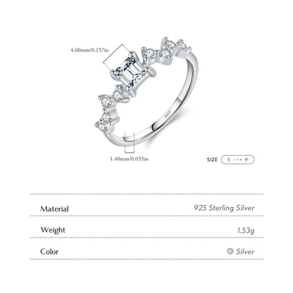 925 Sterling Silver Square CZ Ring