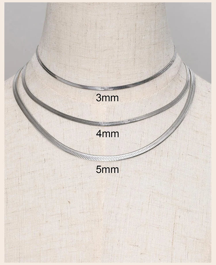 Gold Or Silver Stainless Steel 3-5mm Herringbone Necklace