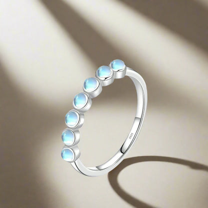 925 Sterling Silver Round Moonstone Ring