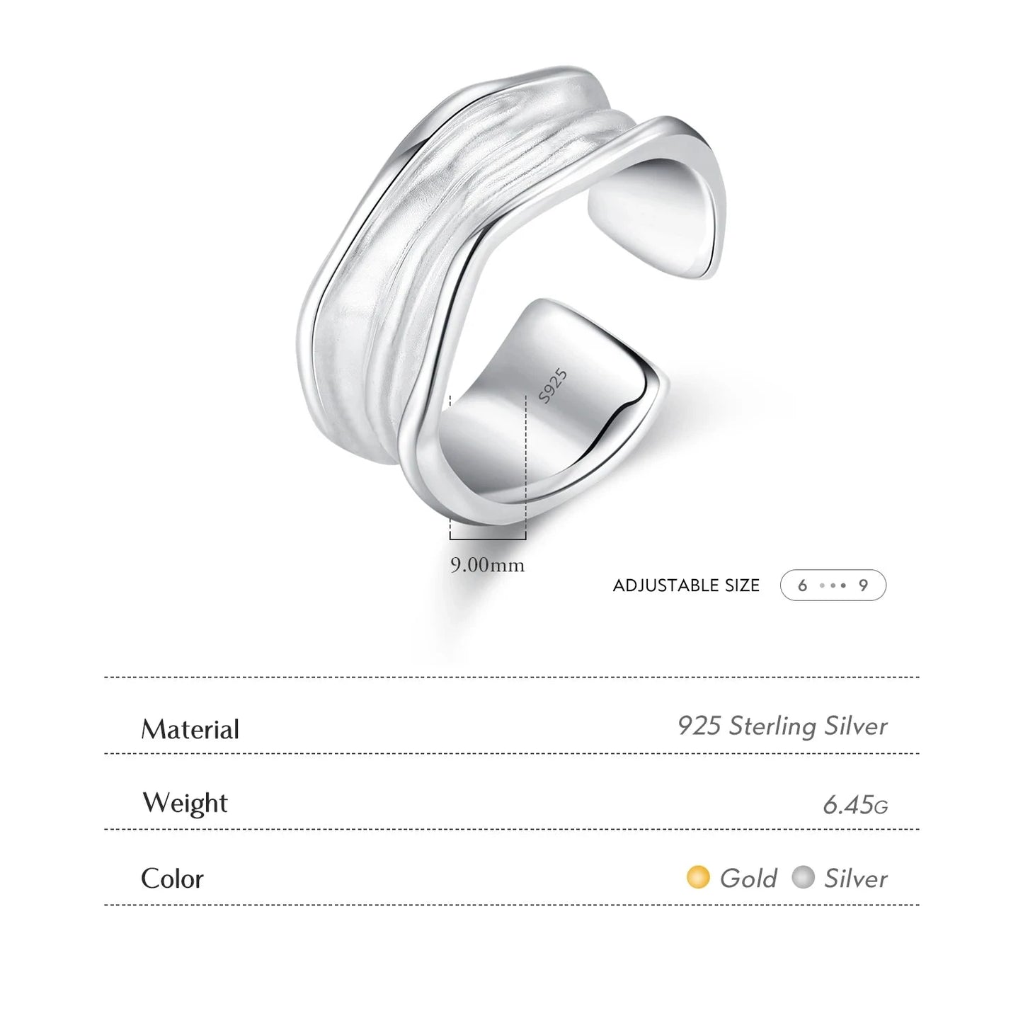 925 Sterling Silver Adjustable Size Ring