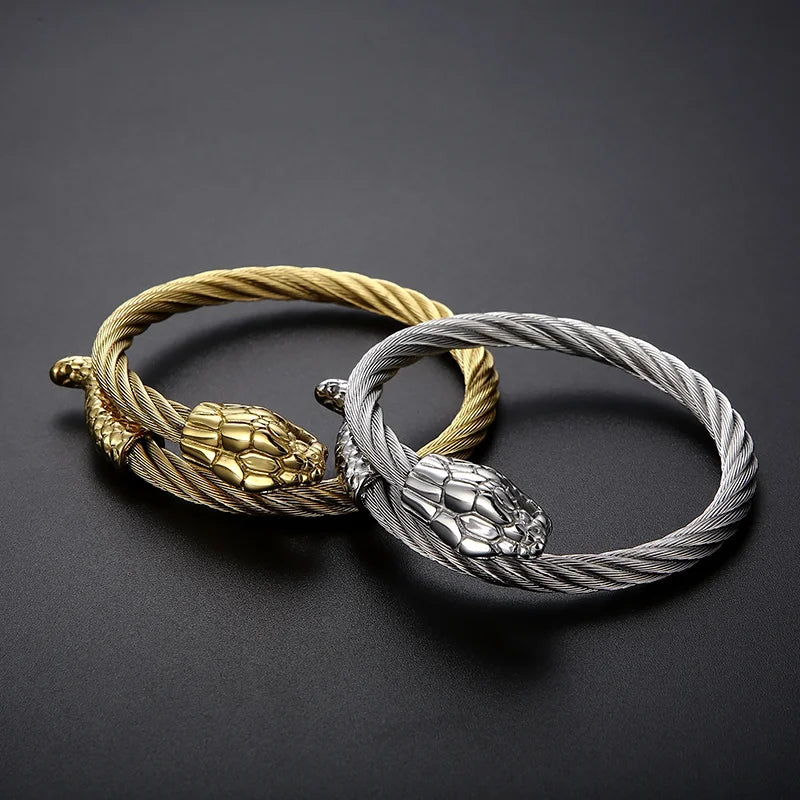 Stainless Steel Spiral Snake Bangle + 3 Other Different Styles