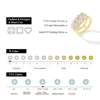 3.2CT Moissanite 925 Silver Or Gold Plated