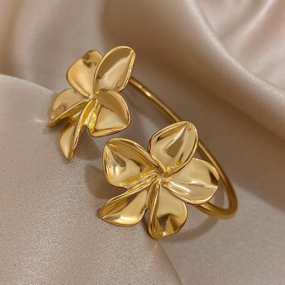 Stainless Double Flower Bangle