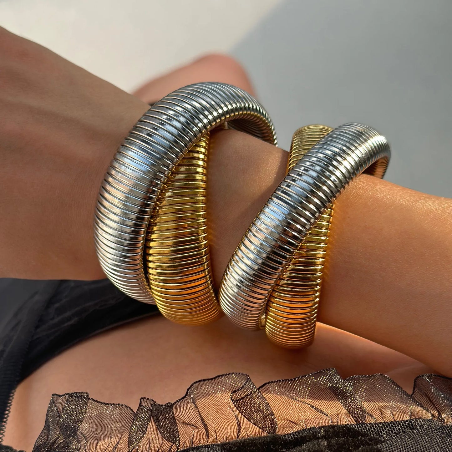 Stainless Steel Winding Stretch Elastic Bracelet