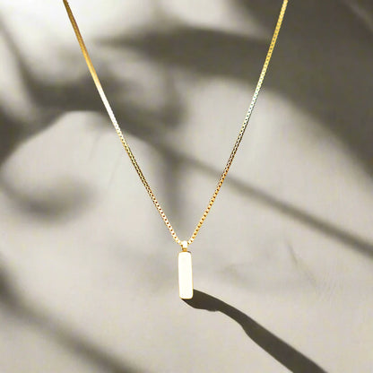 Gold Or Silver Stainless Steel 1MM Box Chain Square Pendant