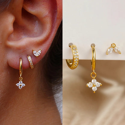 3PCS CZ Hanging Earring Sets