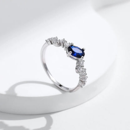 925 Sterling Silver Classic Royal Blue Zirconia Ring