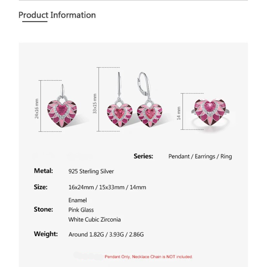 925 Sterling Silver Heart Set