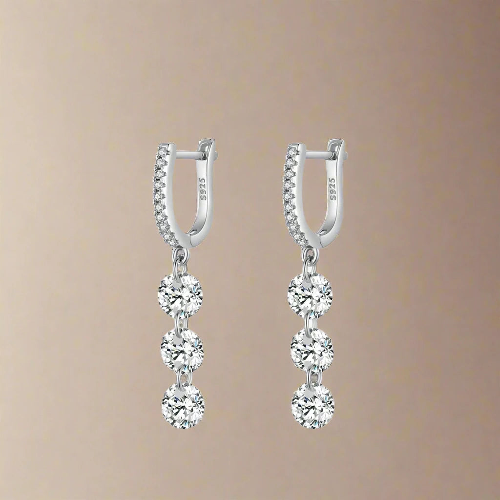 925 Sterling Silver CZ Swing Drop Earrings