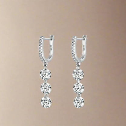 925 Sterling Silver CZ Swing Drop Earrings