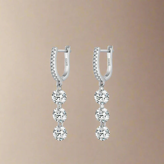 925 Sterling Silver CZ Swing Drop Earrings