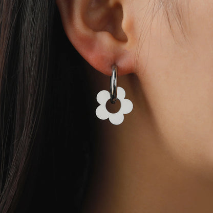 Stainless Flower Drop Earrings