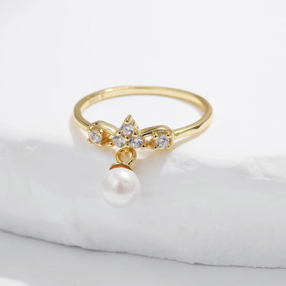 925 Sterling Silver Pearl Swing Ring