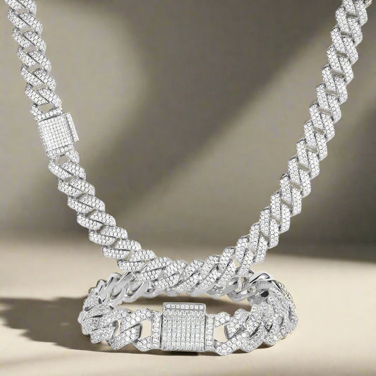 Moissanite Cuban Bracelet/Chain 925 Sterling Sliver