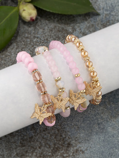 4Pcs Butterfly Charm Bracelet (7 Color Choice)