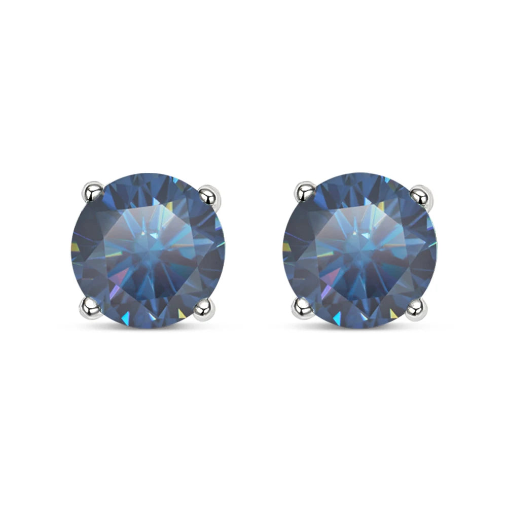 5 Color Moissanite Diamond Earrings 925 Sterling Silver