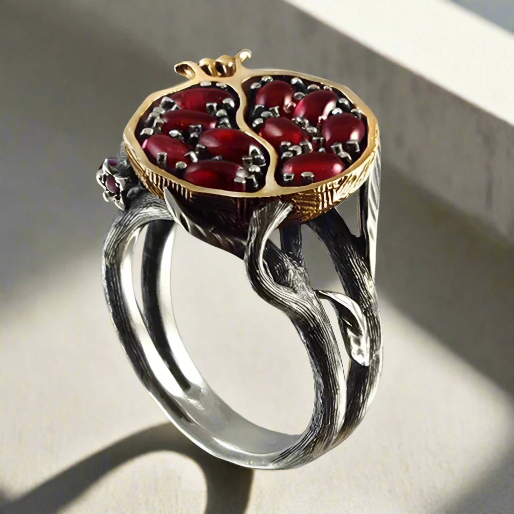 Vintage Fruit Red Stone Ring