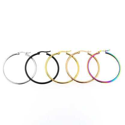 Stainless Steel Simple Classic Round Hoop Earrings