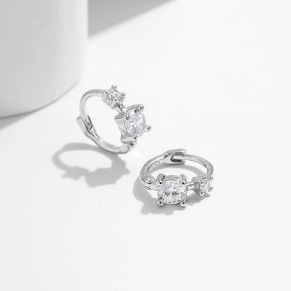 925 Sterling Silver Round CZ Hoop Earrings