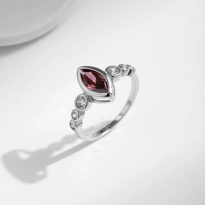 925 Sterling Silver Rhodolite Zirconia Ring