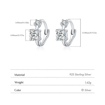 925 Sterling Silver Round CZ Hoop Earrings