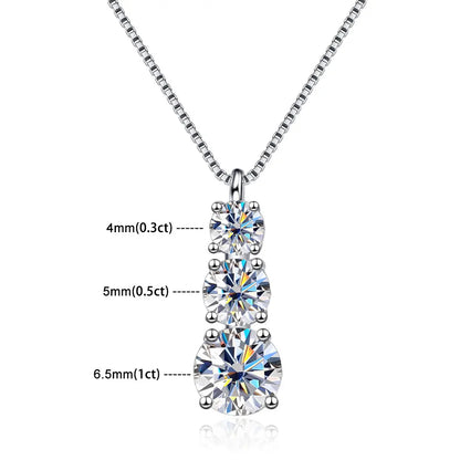 Moissanite Diamond Or CZ Necklace 925 Sterling Silver