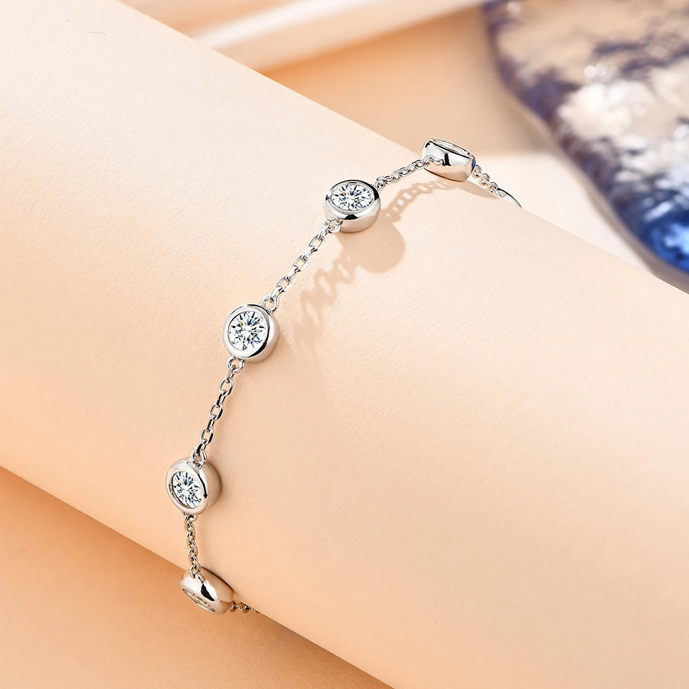 Moissanite Bracelet 925 Sterling Silver 4.0mm D Color