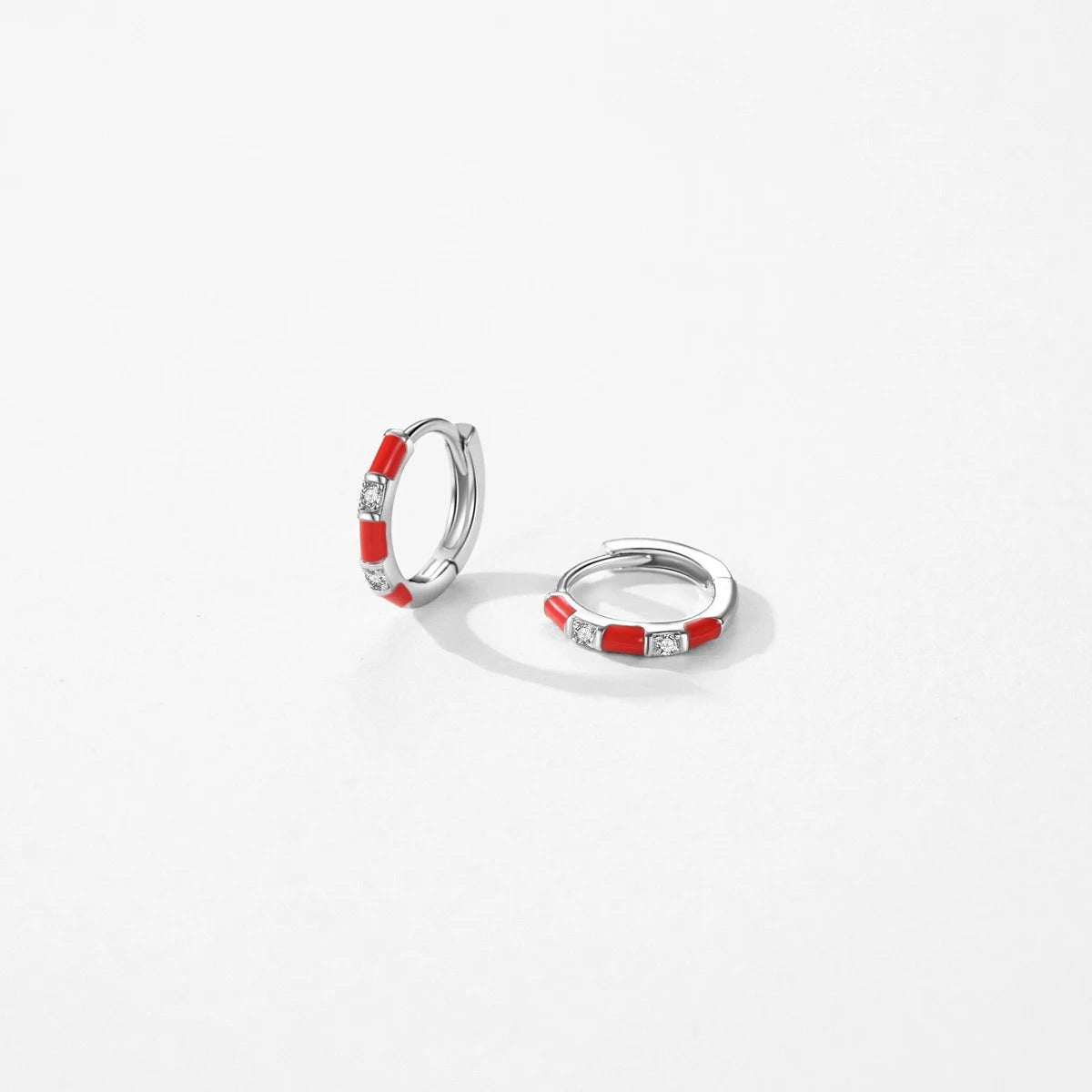 925 Sterling Silver Colorful Enamel Hoop Earrings