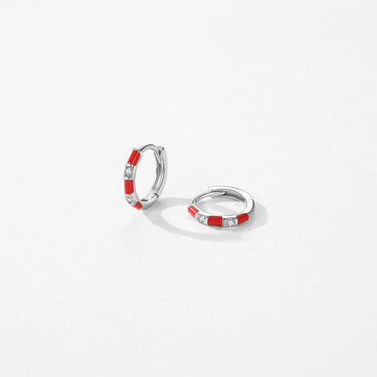 925 Sterling Silver Colorful Enamel Hoop Earrings