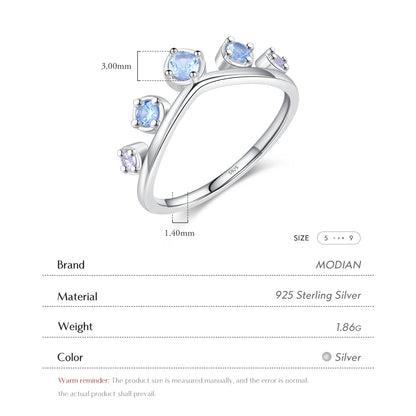 925 Sterling Silver Fresh Blue CZ Crown Ring