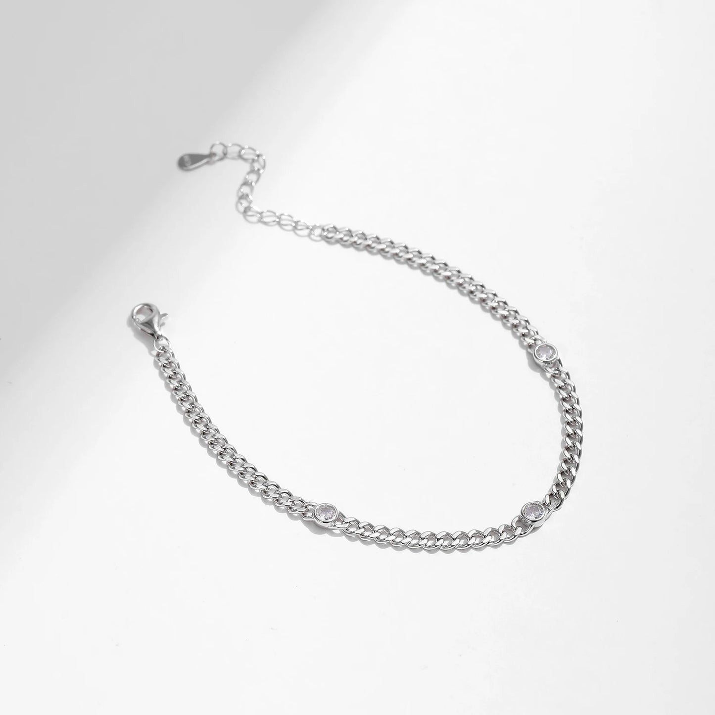 Moissanite Diamond 925 Sterling Silver Curb Bracelet