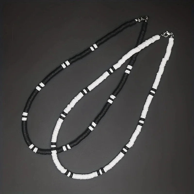 White Or Black Soft Polymer Beaded Necklace