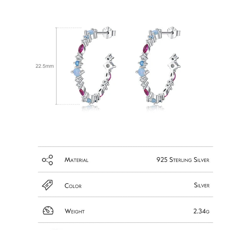 925 Sterling Silver Rainbow Color CZ Stud Earrings