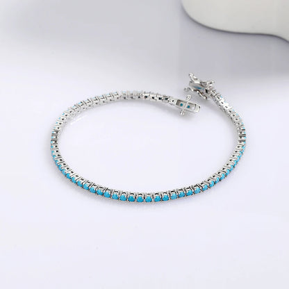 Sterling Silver 2mm Turquoise Tennis Bracelet 16/17/18cm 925