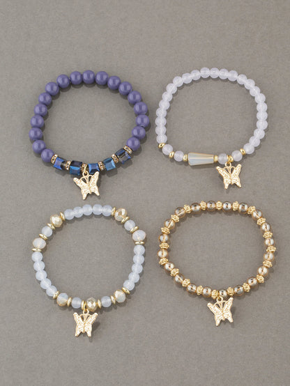 4Pcs Butterfly Charm Bracelet (7 Color Choice)