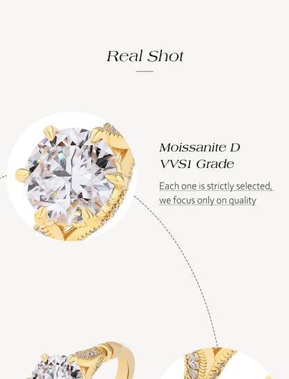 D VVS1 Color Round Cut Moissanite 925 Silver, Gold Plated