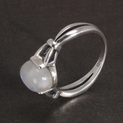 925 Sterling Silver Natural Moonstone Ring