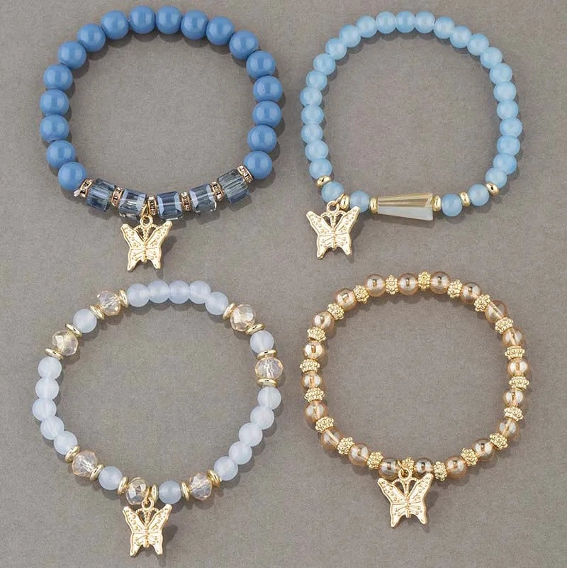 4Pcs Butterfly Charm Bracelet (7 Color Choice)