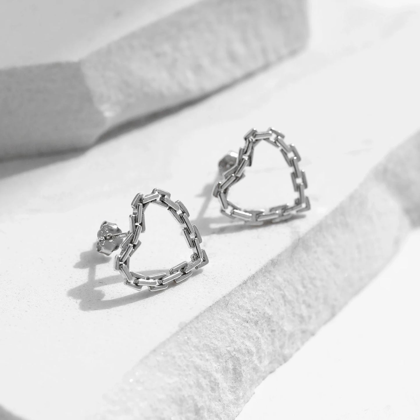 925 Sterling Silver Heart Lock Earrings