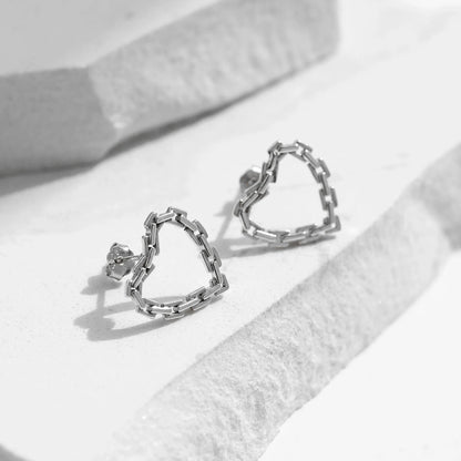 925 Sterling Silver Heart Lock Earrings