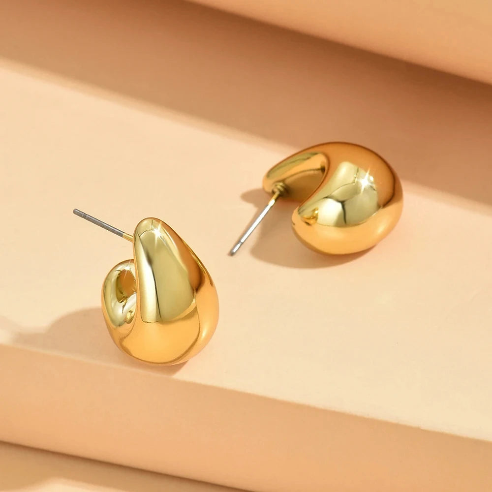 Gold Or Silver Stainless Steel Dome Drop Earrings