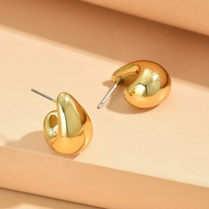 Gold Or Silver Stainless Steel Dome Drop Earrings