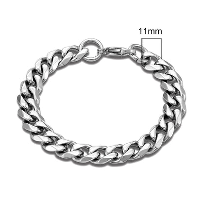 3 Color Choice 3-11mm Stainless Steel Curb Chain Bracelet