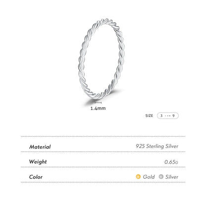 925 Sterling Silver Twisted Stackable Rings